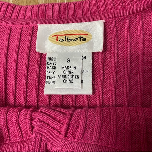 Talbots Ribbed Cardigan Button Up Long Sleeve Sweater Womens Small Barbie Pink - Picture 7 of 8